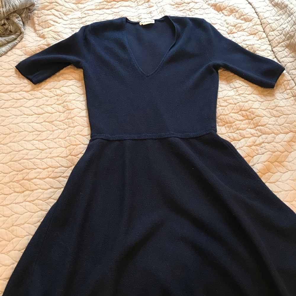 Club Monaco v-neck metallic navy dress